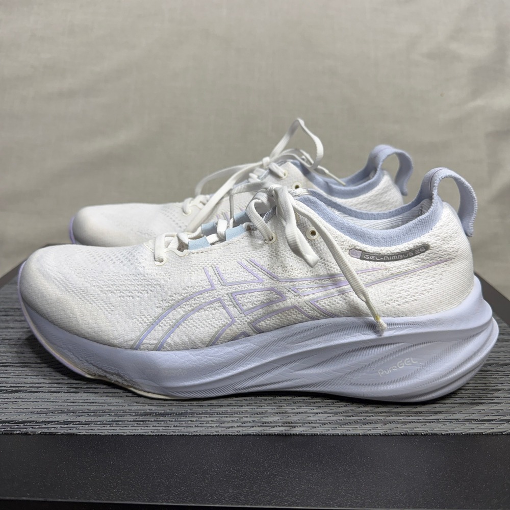 ASICS GEL-NIMBUS 26 Running Shoes - Women 10 - White Lilac 1012B601 Running